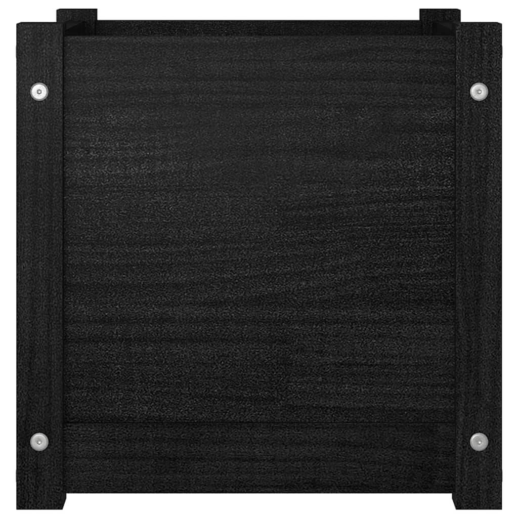Jardinière d'extérieur - Bac à Fleurs - Pot De Fleurs Noir 40x40x40 cm Bois de pin massif - Imagen 4
