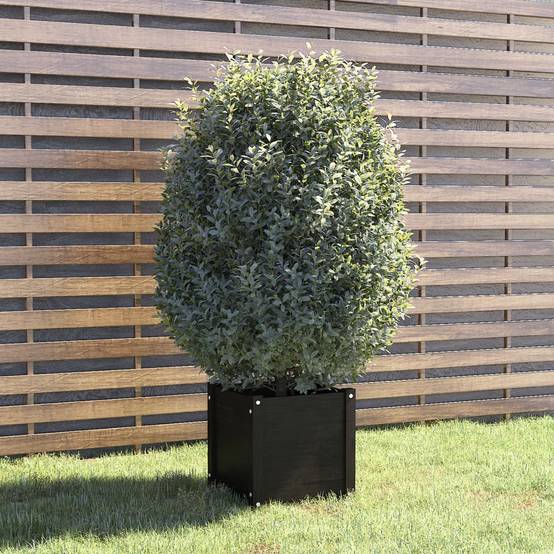Jardinière d'extérieur - Bac à Fleurs - Pot De Fleurs Noir 40x40x40 cm Bois de pin massif - Image 2