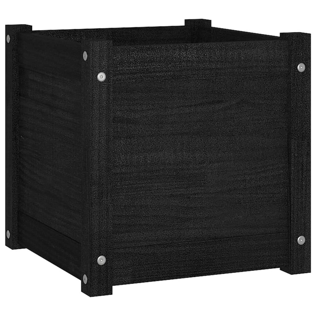 Jardinière d'extérieur - Bac à Fleurs - Pot De Fleurs Noir 40x40x40 cm Bois de pin massif - Imagen 1