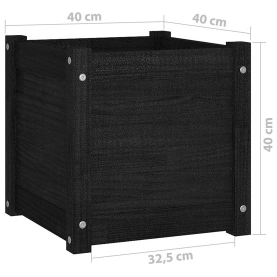 Jardinière d'extérieur - Bac à Fleurs - Pot De Fleurs Noir 40x40x40 cm Bois de pin massif - Image 8