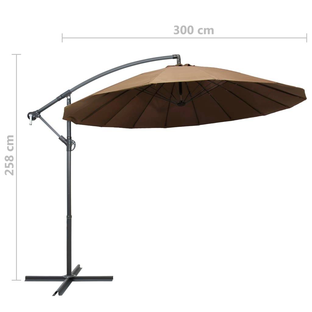 Helloshop26 - Parasol suspendu 3 m mât en aluminium taupe - Imagen 5