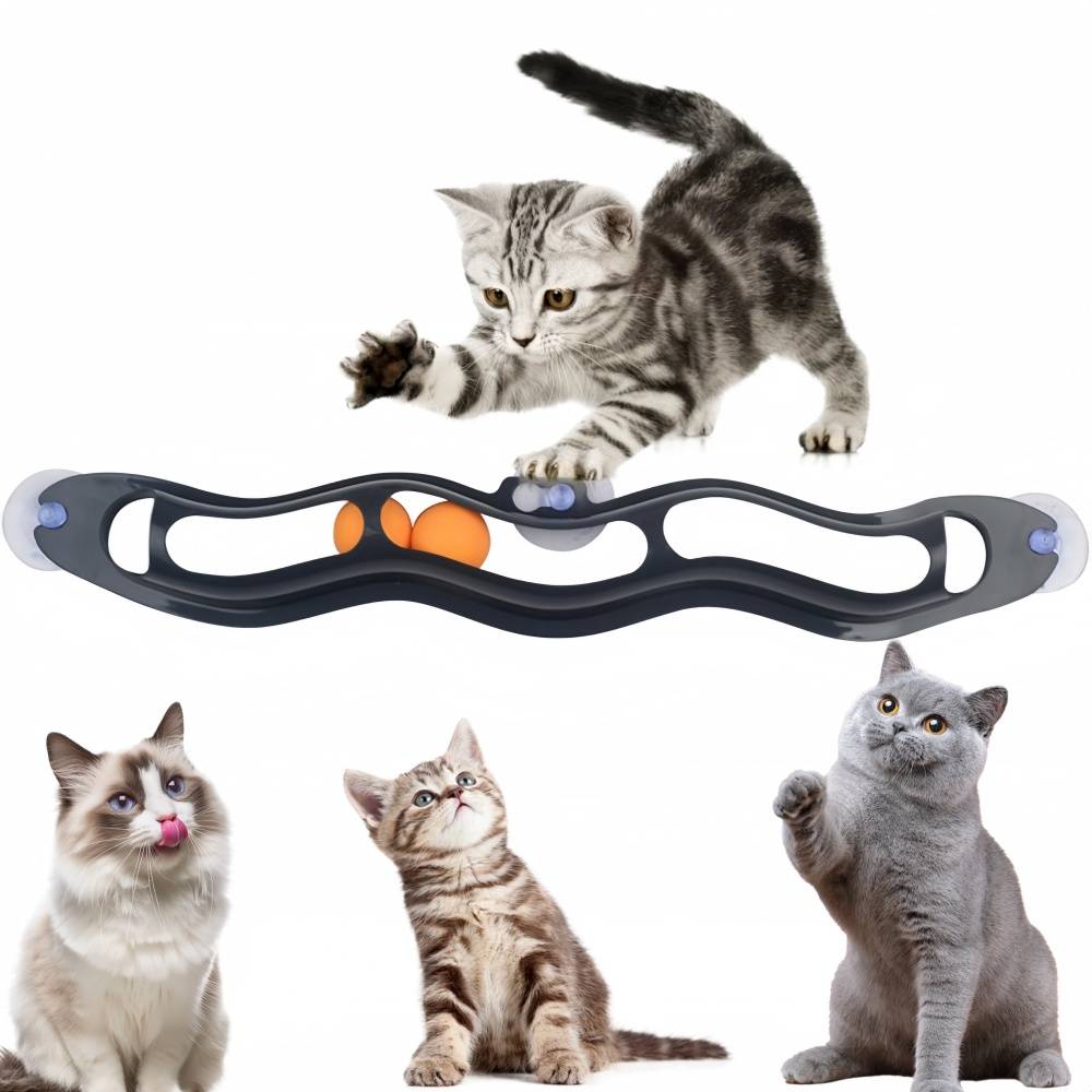 Jouet interactif pour chat-Balle de chasse à ventouse pour chat - Fixation fenêtre/miroir - Stimulation interactive - Living123 - Image 1