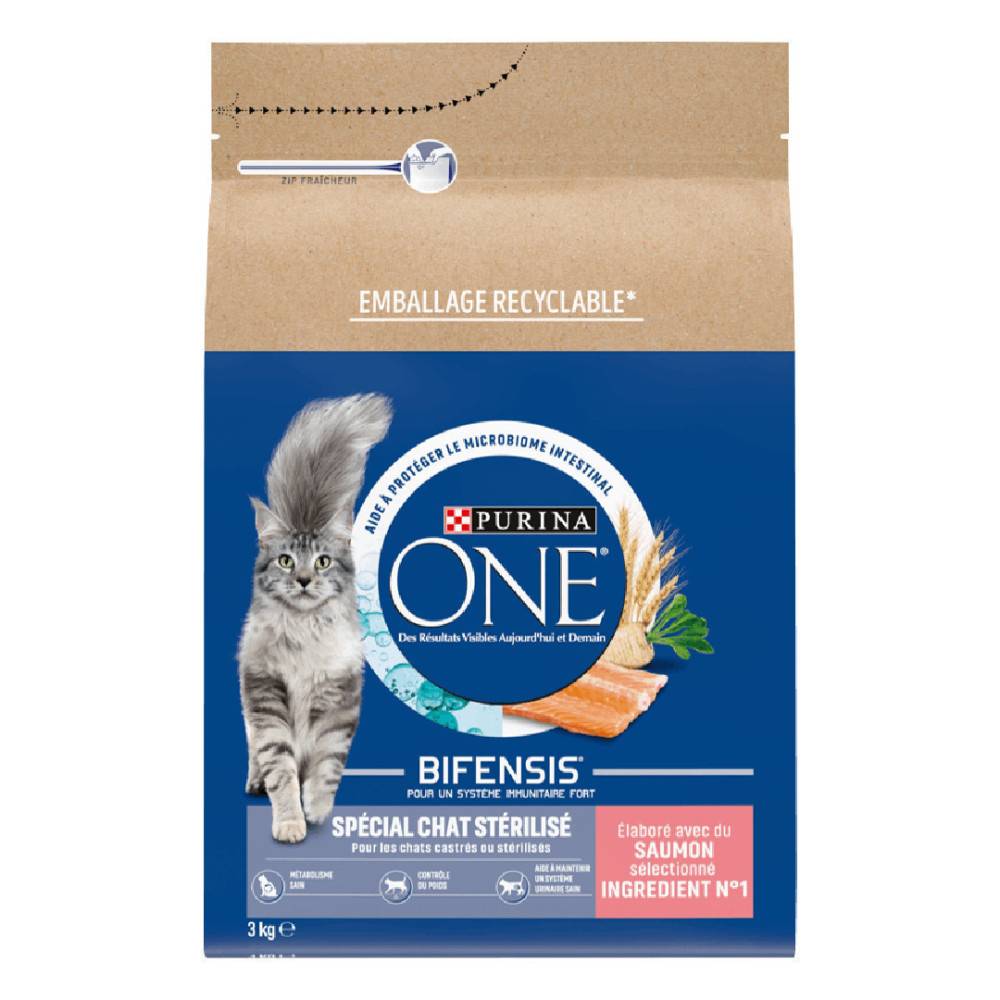 Purina One - Croquettes pour Chat Stérilisé au Saumon et au Blé PURINA ONE 3KG