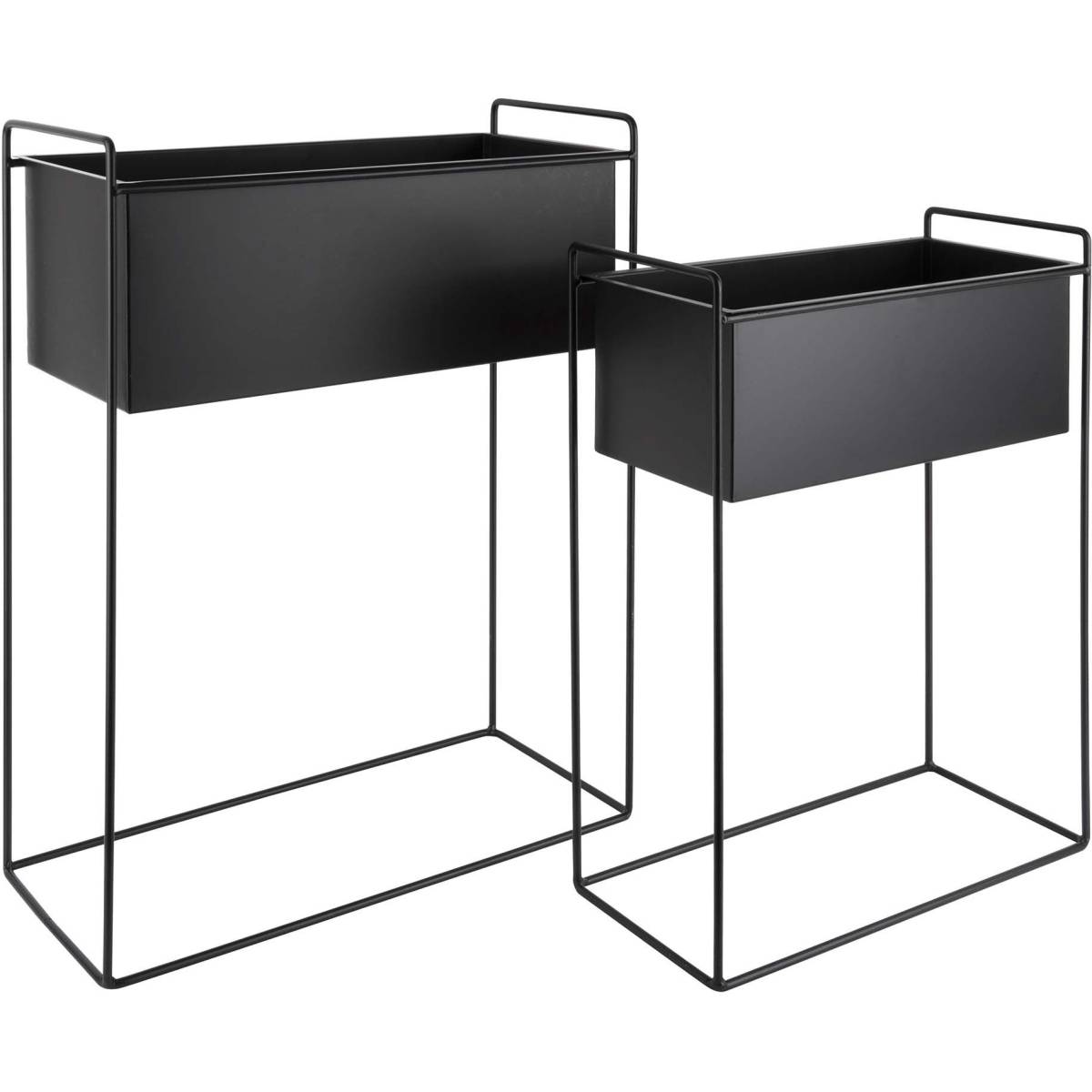 Pt Living - Set de 2 supports à plantes rectangulaires en métal Essence Noir - Imagen 1
