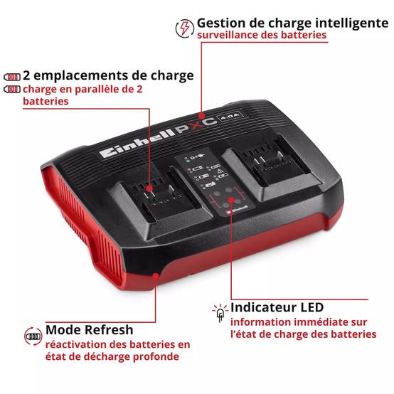 Einhell - Chargeur double rapide – Power X-Twincharger 4A - 18 V - 2 ports - LED - recharge simultanée Einhell - Image 3