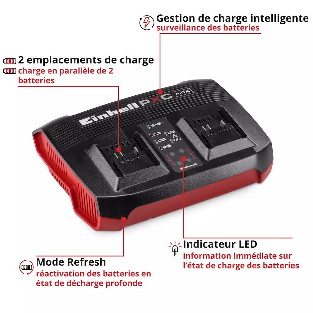 Einhell - Chargeur double rapide – Power X-Twincharger 4A - 18 V - 2 ports - LED - recharge simultanée Einhell - Image 3