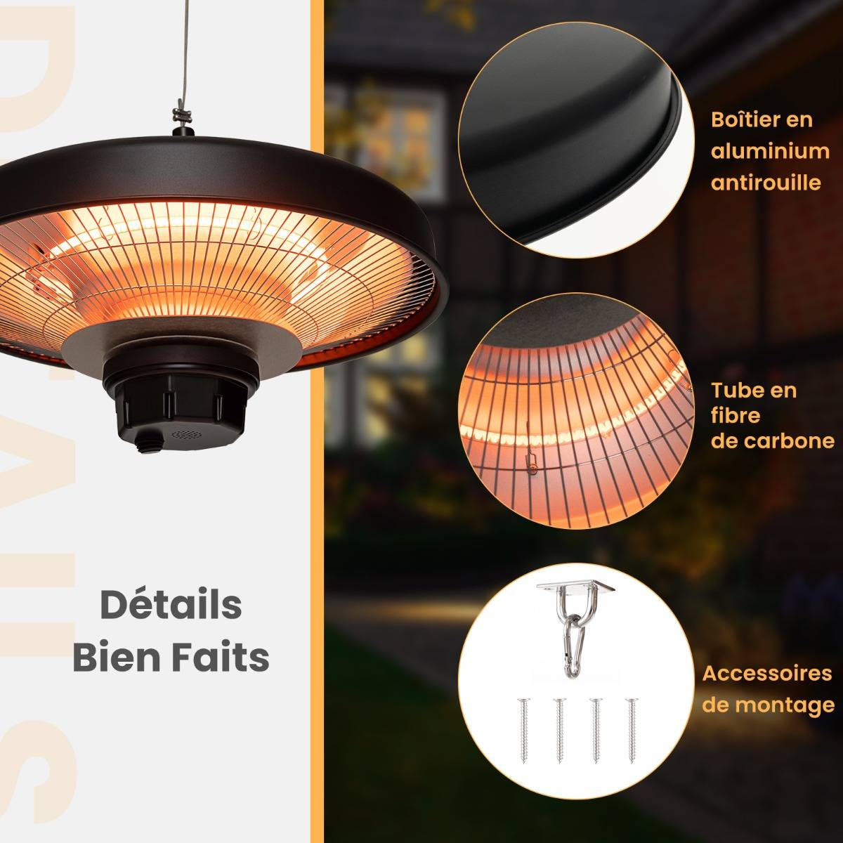 Chauffage Infrarouge Rond Elbo-Therm 500W Pour Plafond - Chauffage électrique Par Rayonnement - Neuf