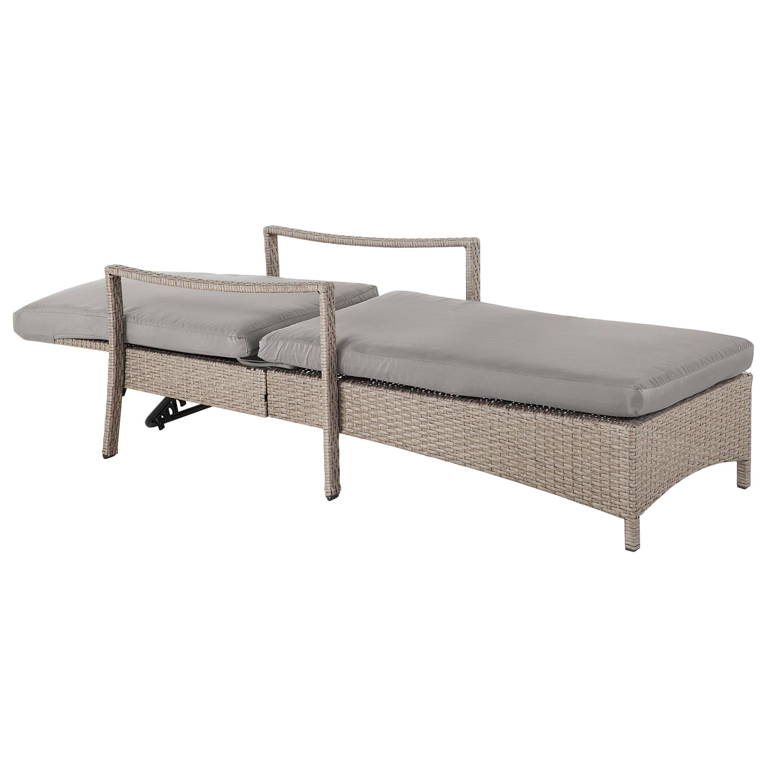 Beliani - Chaise Longue Bain de Soleil avec Dossier Réglable en Rotin Marron avec Coussin Gris Design Intemporel et Moderne pour Jardin ou Terrasse Beliani - Imagen 5