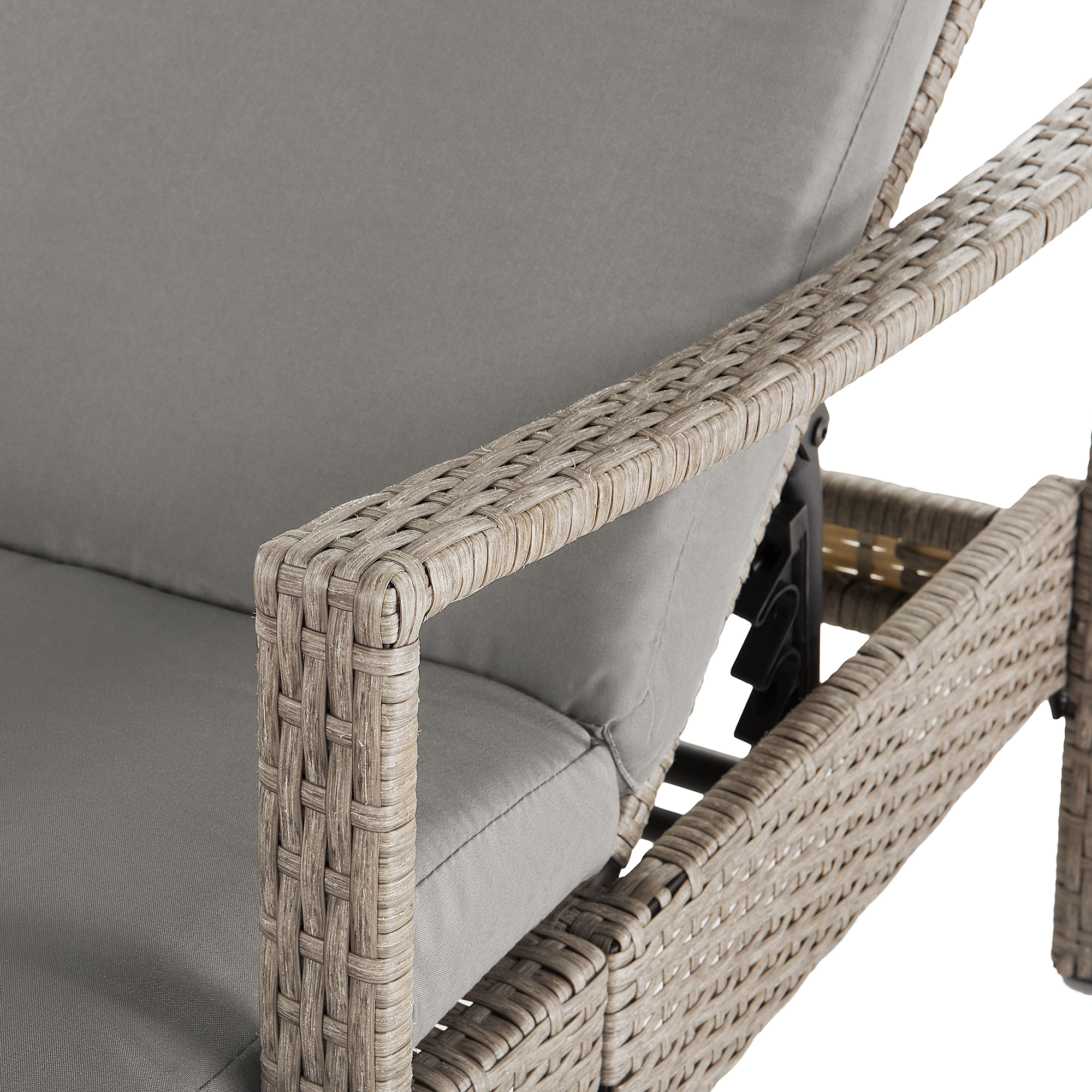 Beliani - Chaise Longue Bain de Soleil avec Dossier Réglable en Rotin Marron avec Coussin Gris Design Intemporel et Moderne pour Jardin ou Terrasse Beliani - Imagen 6