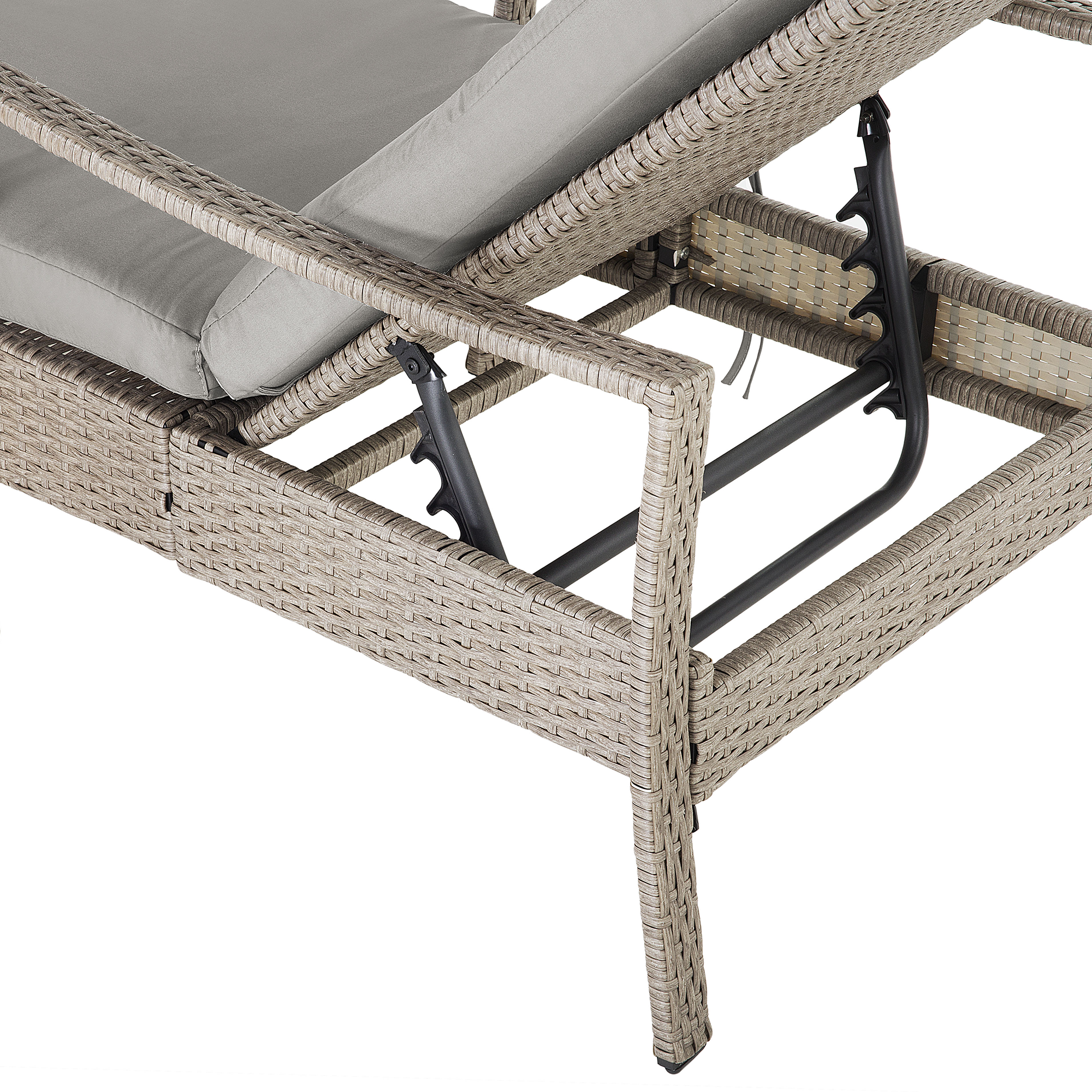 Beliani - Chaise Longue Bain de Soleil avec Dossier Réglable en Rotin Marron avec Coussin Gris Design Intemporel et Moderne pour Jardin ou Terrasse Beliani - Imagen 7