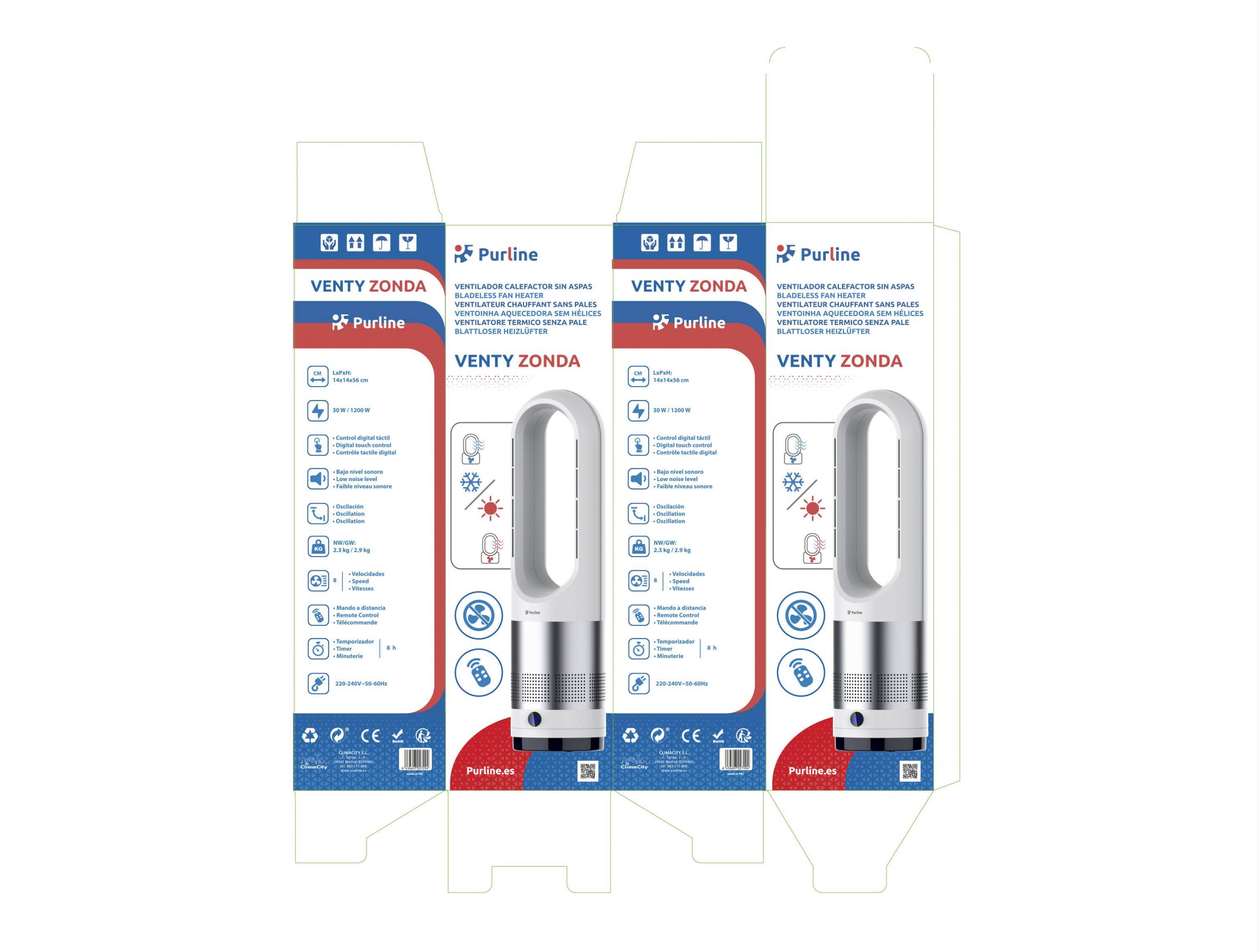 Ventilateur chauffant sans pales avec oscillation et 8 vitesses - Purline - Image 6
