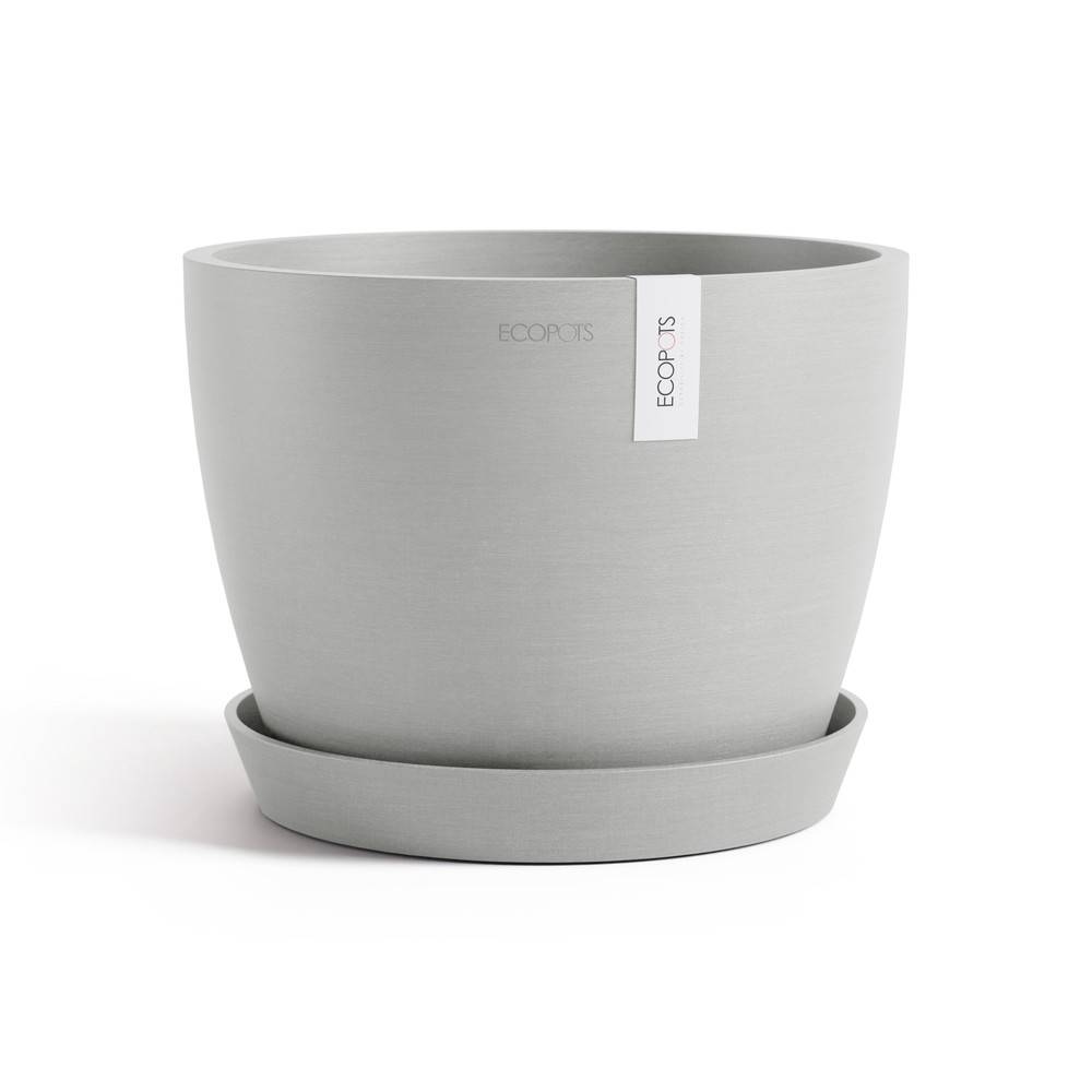 Ecopots - Pot Rond Stockholm 24 Blanc Gris - Ø 23,2 x H. 17,6 cm - 5,4 L ECOPOTS - Imagen 3