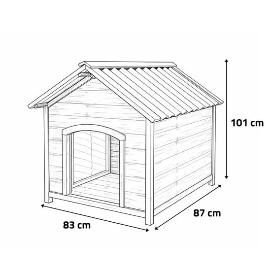 Niche en bois chalet pour chien - Taille L - Toit PVC - Image 3