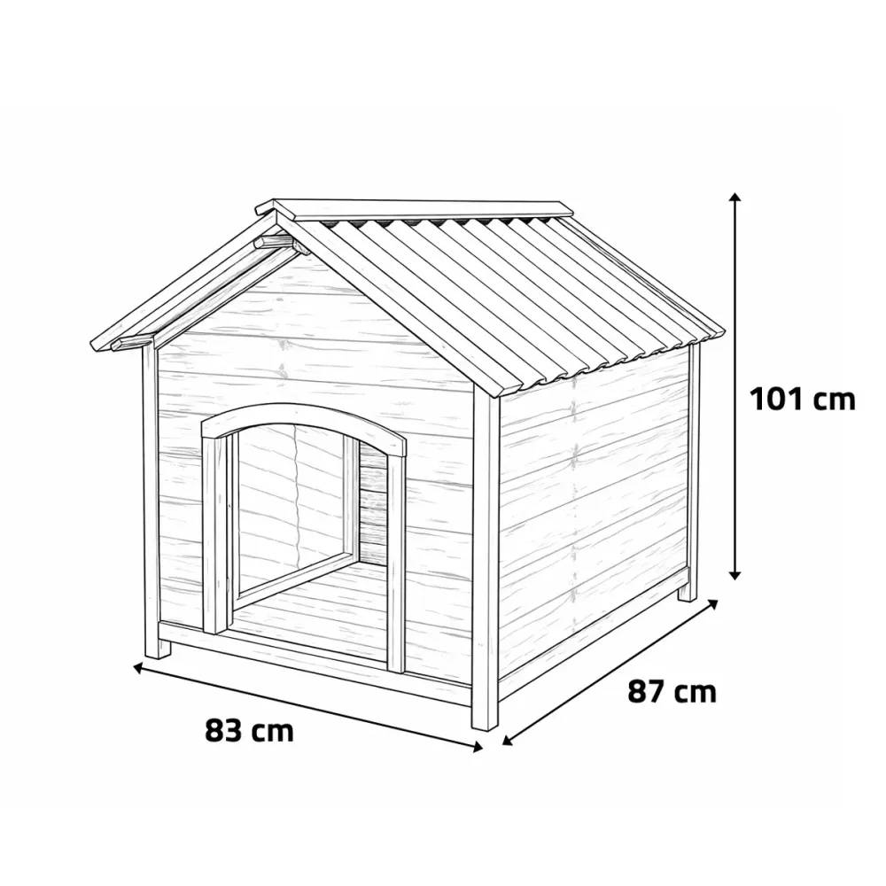 Niche en bois chalet pour chien - Taille L - Toit PVC - Image 3