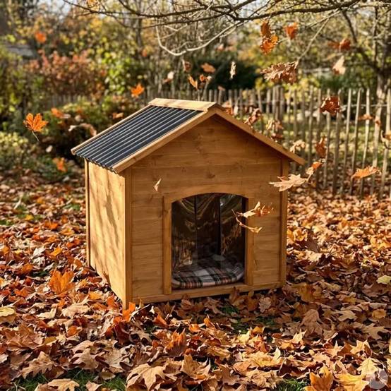 Niche en bois chalet pour chien - Taille L - Toit PVC - Image 6