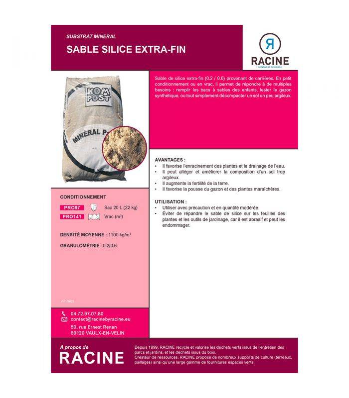 Sable siliceux pour drainage racinaire 10x20L RACINE PRO97-10x20 - Image 2