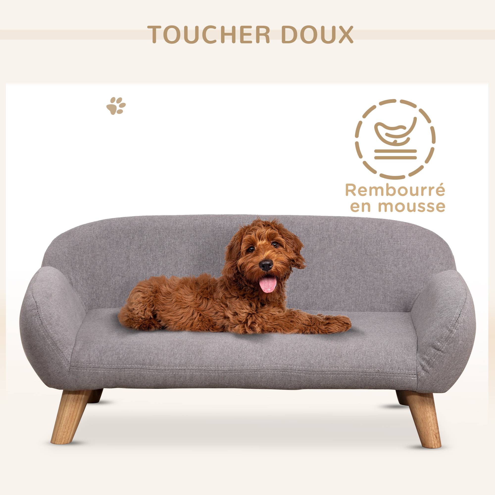 ComfortXL - Canapé lit aspect lin pour chien et chat rembourrage confortable 72cm gris clair - ComfortXL Outdoor Living - Image 8