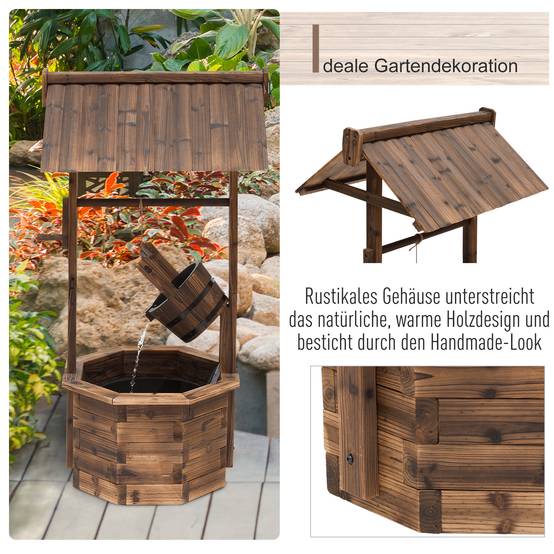 PANGIVO - Fontaine de jardin bois marron 68 x 57 x 118 cm - PANGIVO - Image 9