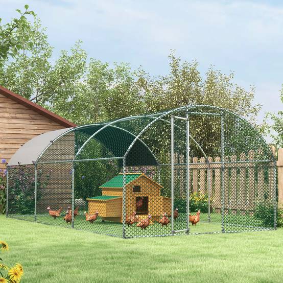 Poulailler extérieur bois sapin 2-4 poules double pondoir tiroir amovible 150x100x96cm jaune - ComfortXL Outdoor Living - Image 10