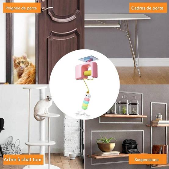 Jouet Pour Chats Et Chatons Suspendu à Porte avec Levage Électrique et Installation Facile Bleue - Lytech - Image 4