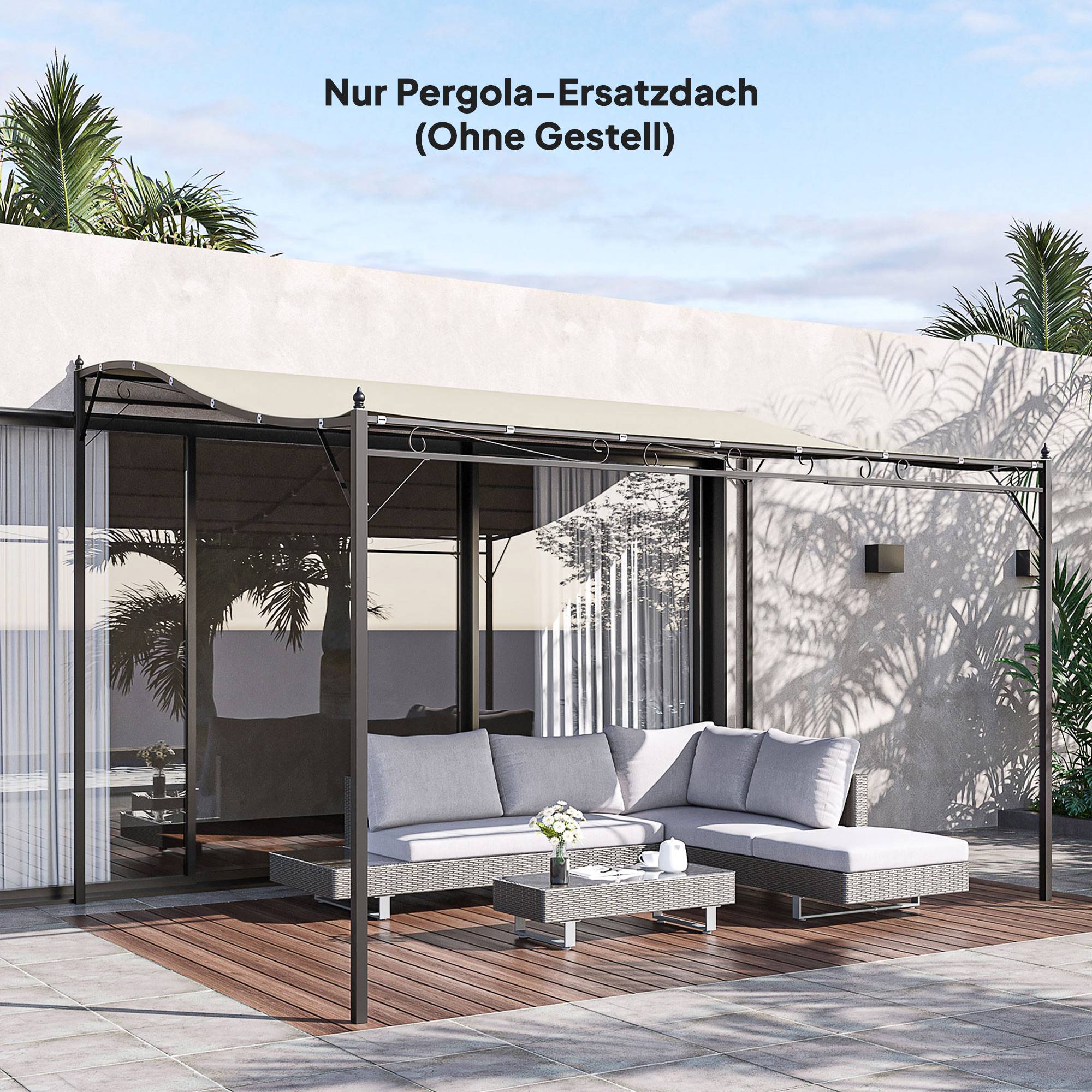 Toile de rechange pour pergola polyester toit rétractable jardin 3x2.5m beige - ComfortXL Outdoor Living - Image 10