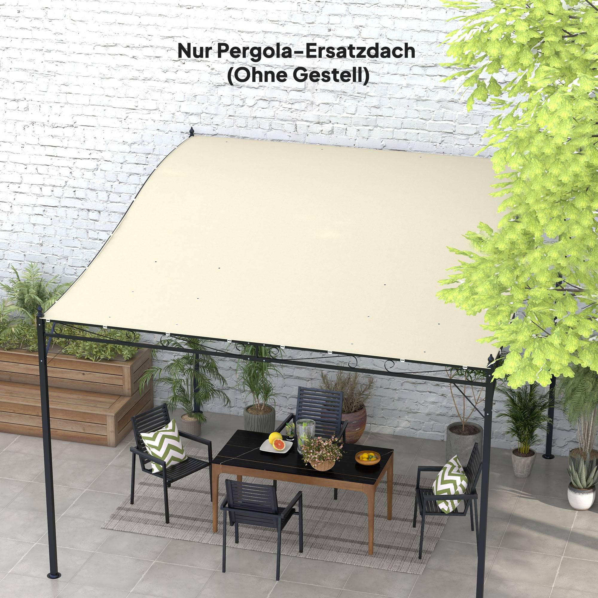 Toile de rechange pour pergola polyester toit rétractable jardin 3x2.5m beige - ComfortXL Outdoor Living - Image 4