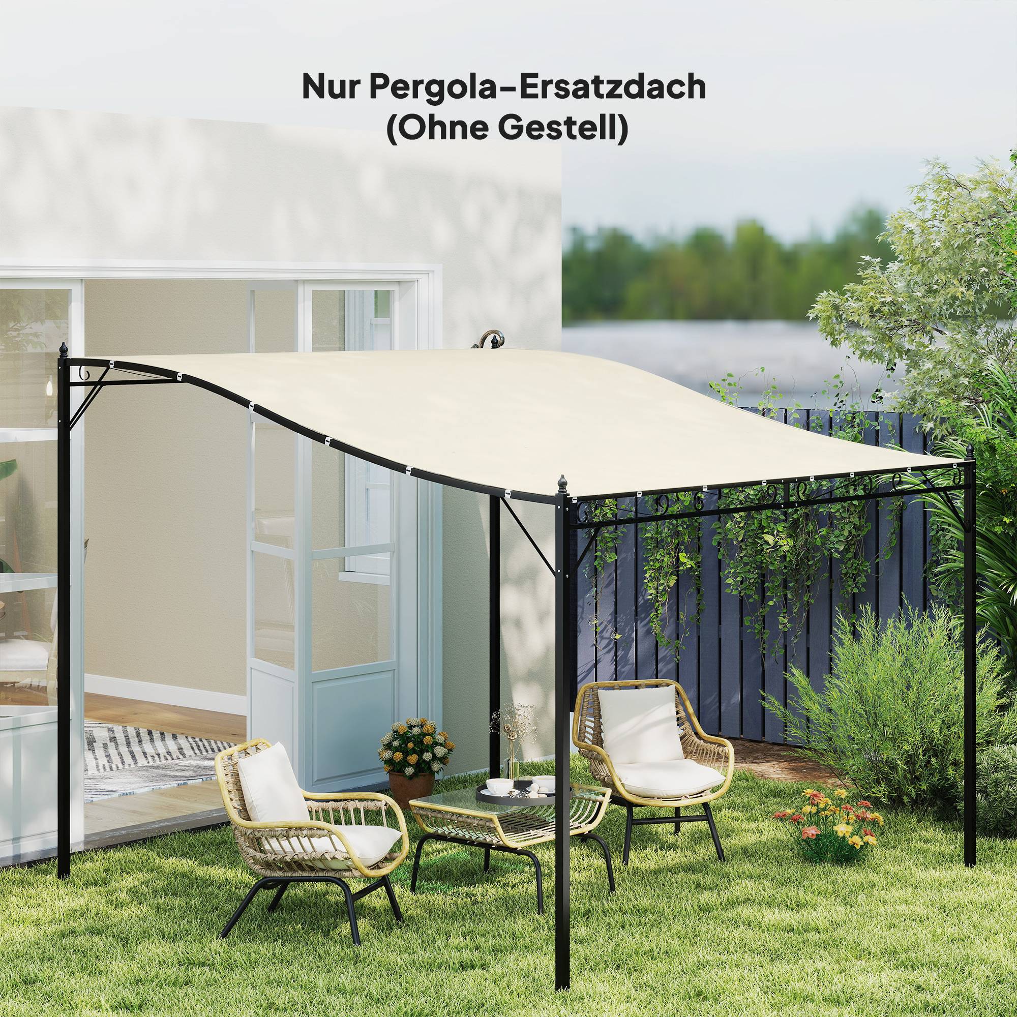 Toile de rechange pour pergola polyester toit rétractable jardin 3x2.5m beige - ComfortXL Outdoor Living - Image 3