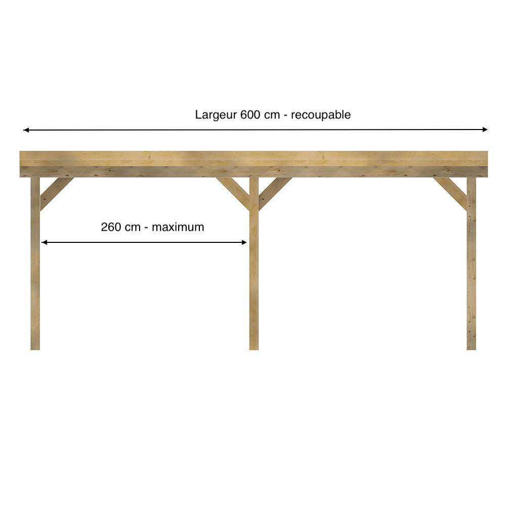 Structure Terrasse Bois Pilotis Adossee en Kit - 6x4,20m - Solives + Poteaux - Sapin Traité Autoclave - Image 2