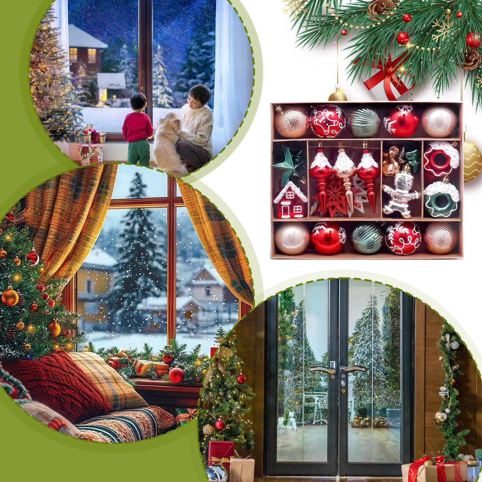 Lot de 60 boules de Noël en plastique rouge - 7 cm - House of Seasons