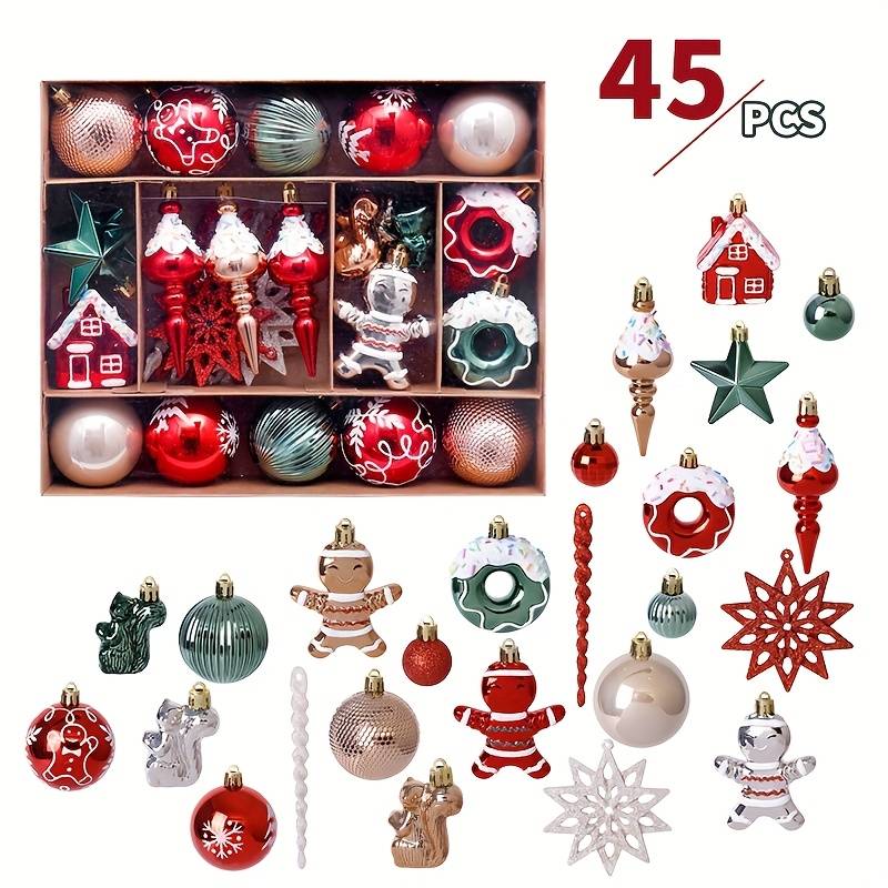 Lot De 30 Boules De Noël Incassables – 6 Cm, Rouges Et Vertes, Avec Crochets