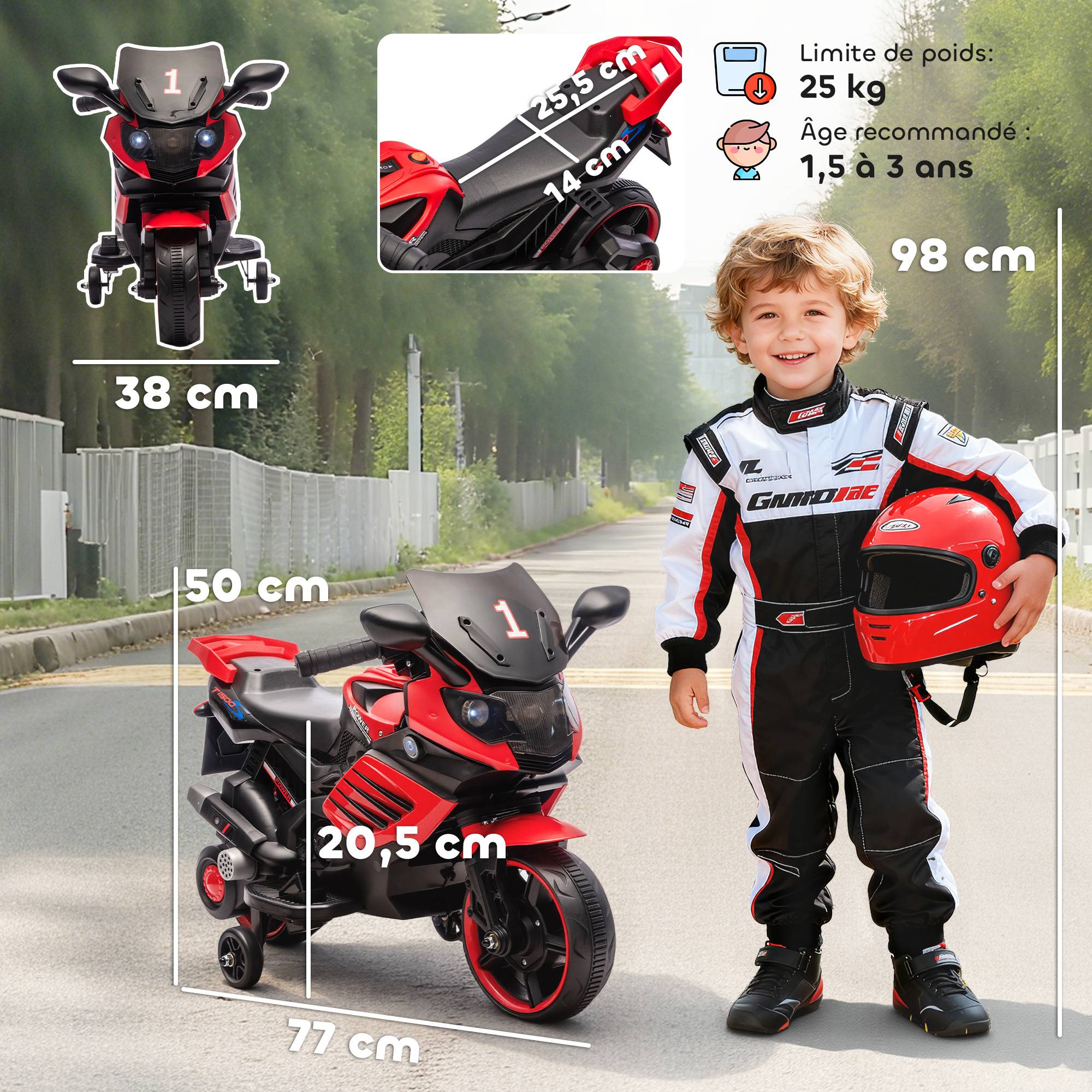 Moto électrique enfant 6 V bleue avec phare LED et musique, 3-6 ans, 30 Moto électrique enfant 6 V bleue avec phare LED et musique, 3-6 ans, 30
