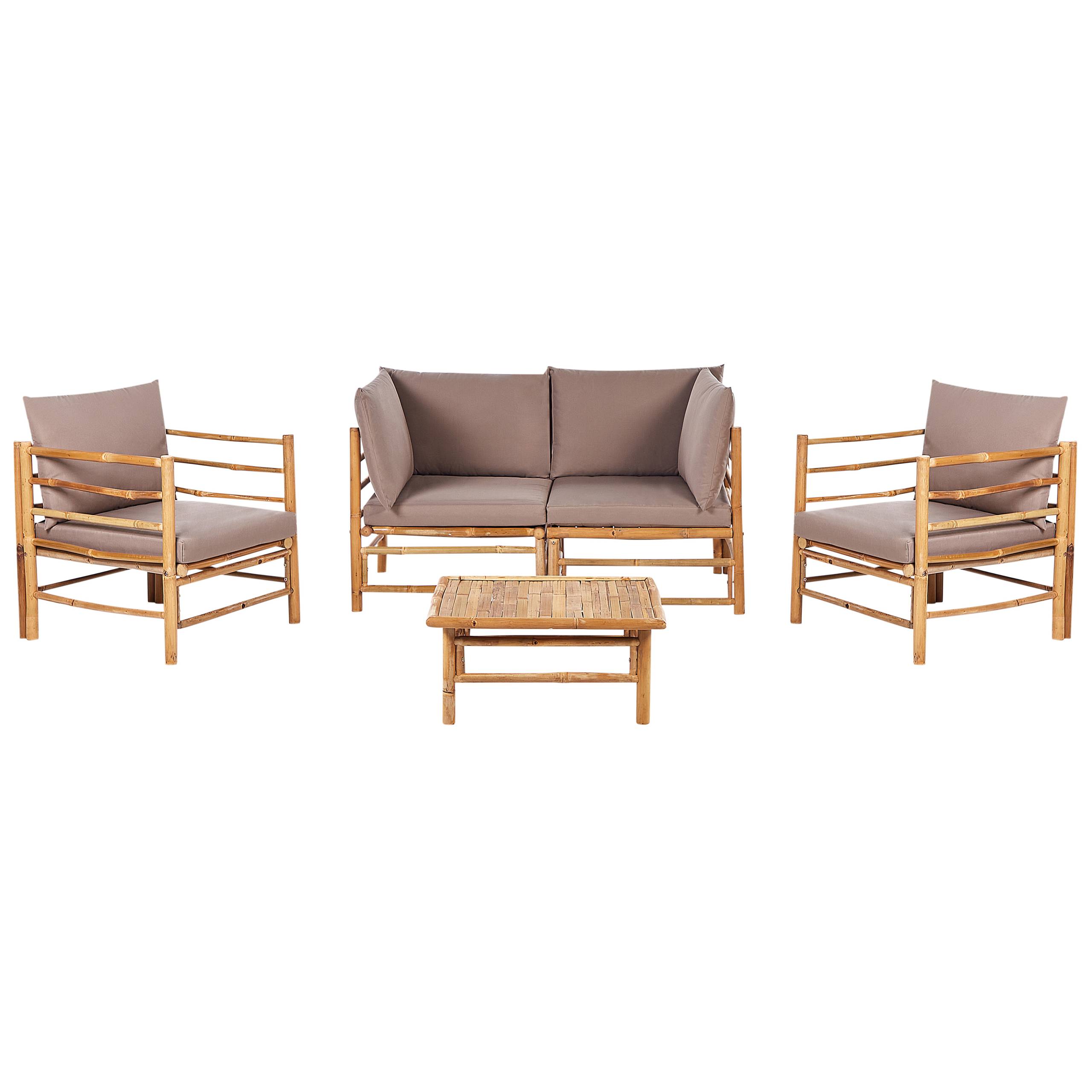 Beliani - Set de jardin, 4 Personnes Bambou Taupe CERRETO - Beliani - Imagen 2