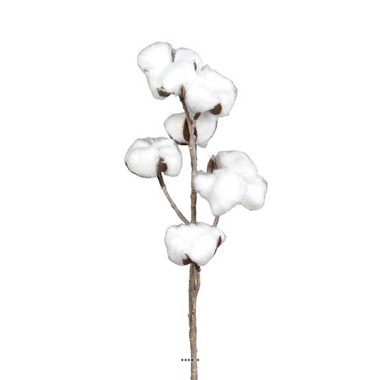 Branche de coton artificielle H 60 cm 6 tetes - Image 1