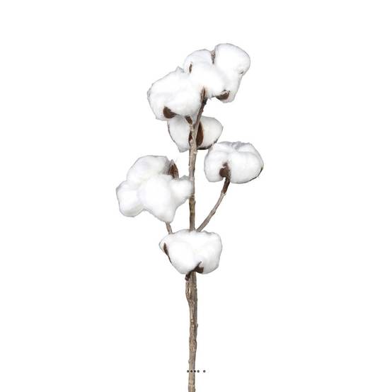 Branche de coton artificielle H 60 cm 6 tetes - Image 2