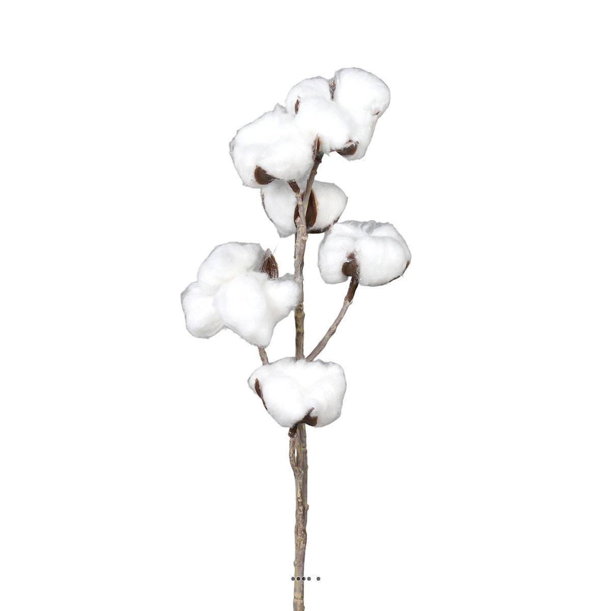 Branche de coton artificielle H 60 cm 6 tetes - Image 2