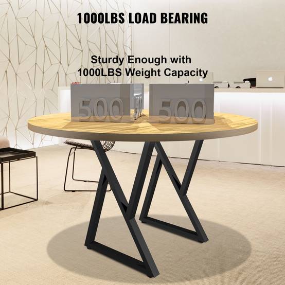 VEVOR Pieds de table métal forme Z, 71.1x45.7cm, lot de 2, avec protections sol caoutchouc. - Image 4