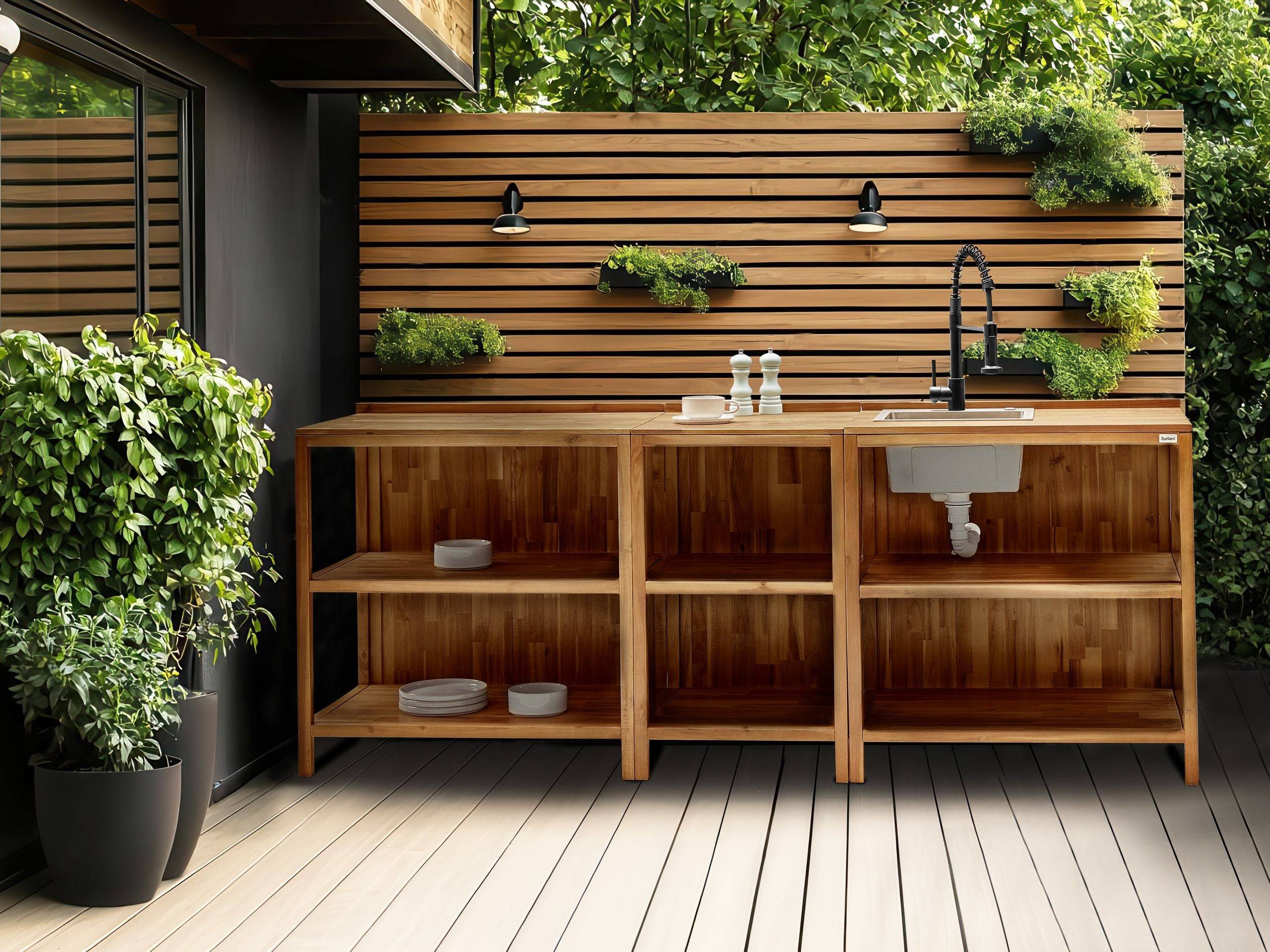 Beliani - Cuisine de jardin Acacia Marron VENOSA - 50x50x90- Beliani - Image 1
