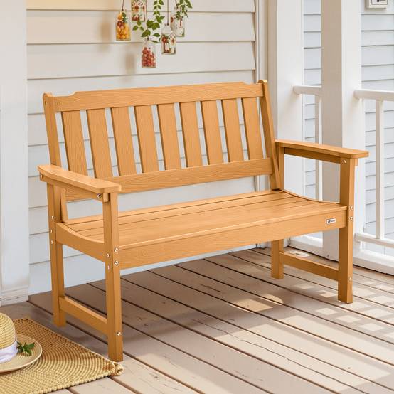 Vevor - VEVOR Banc de jardin banquette d'extérieur 128 cm plastique couleur bois naturel - Image 8