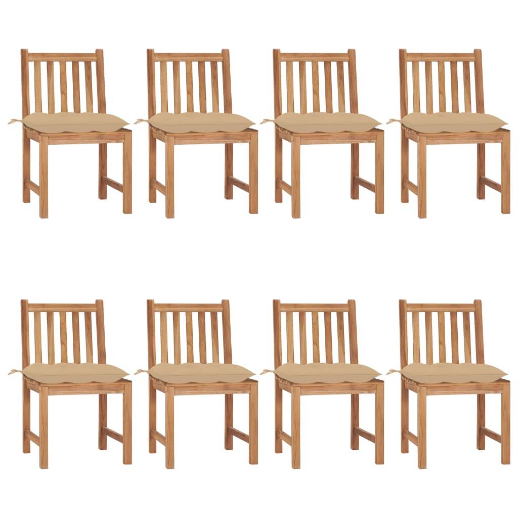 ComfortXL - Chaises de Repas Lot de 8 en Teck Durable avec Coussins Épais 7cm pour Table de Jardin Beige – ComfortXL Outdoor Living - Image 1