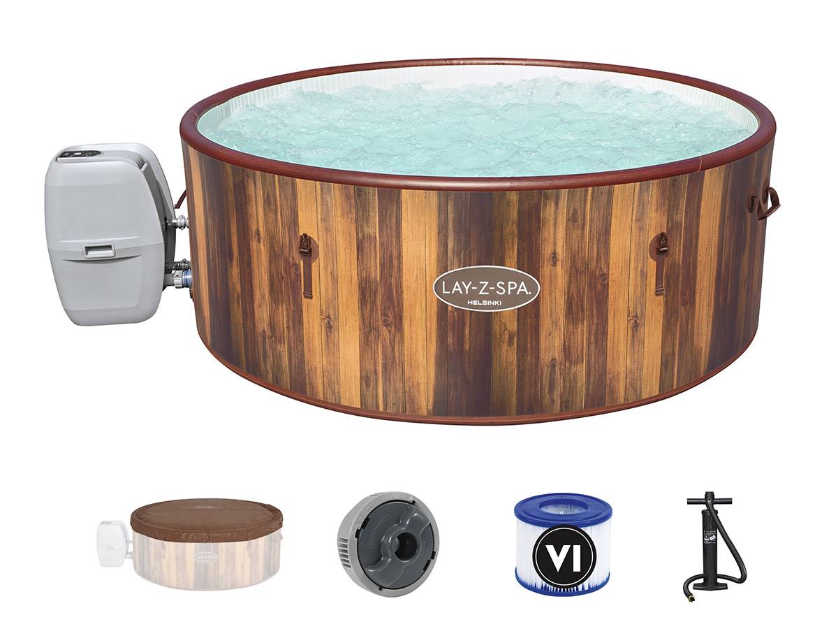 Bestway - Kit spa gonflable Bestway Lay-Z-Spa Helsinki rond Airjet 5/7 places + Kit de nettoyage + 2 appuis-tête - Imagen 2