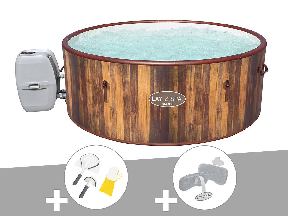 Bestway - Kit spa gonflable Bestway Lay-Z-Spa Helsinki rond Airjet 5/7 places + Kit de nettoyage + 2 appuis-tête - Imagen 1