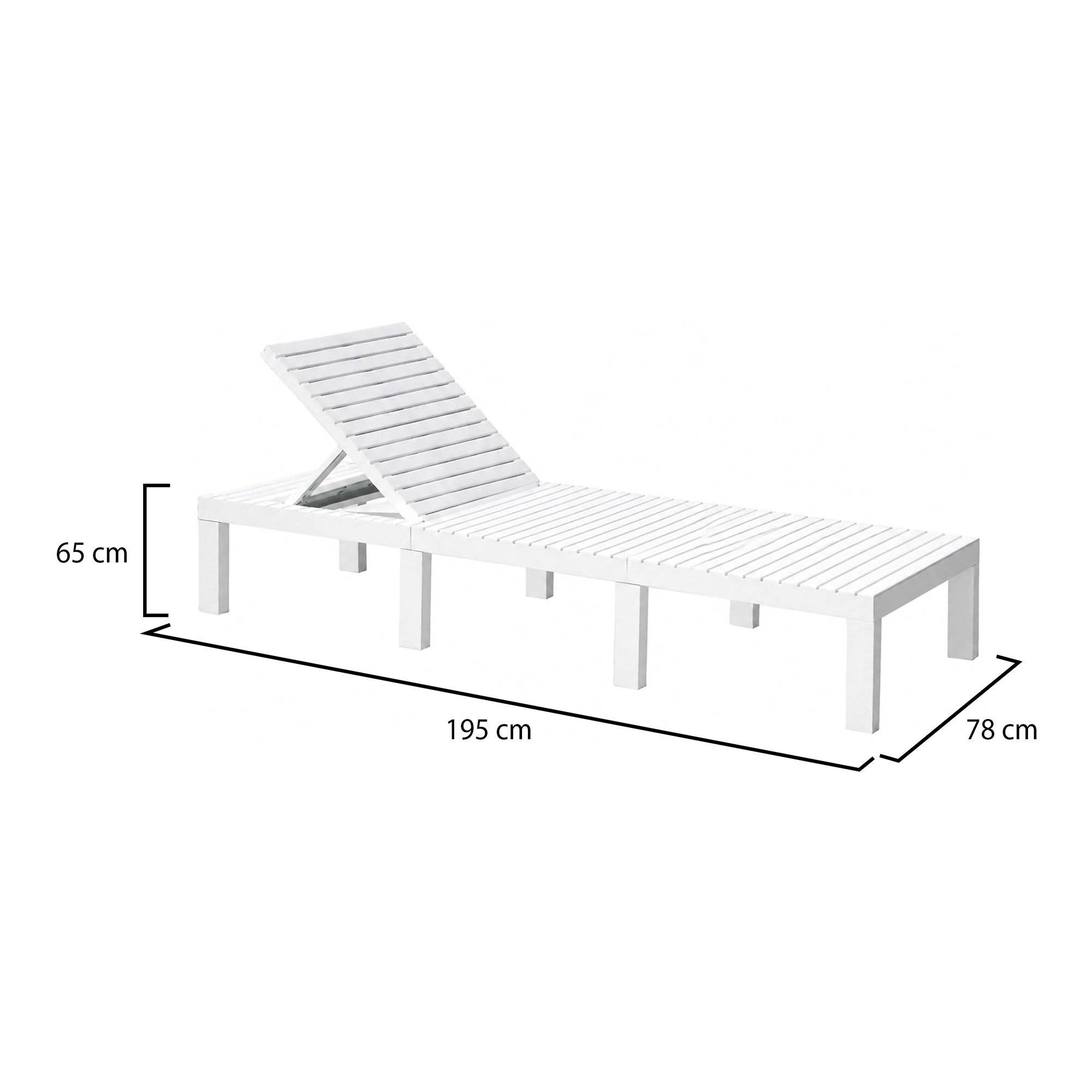Dmora - Dmora Bains de soleil Caserta, Transat de jardin réglable, Lit d'extérieur, 100% Made in Italy, Cm 195x65h78, Blanc, avec emballage renforcé - Imagen 3