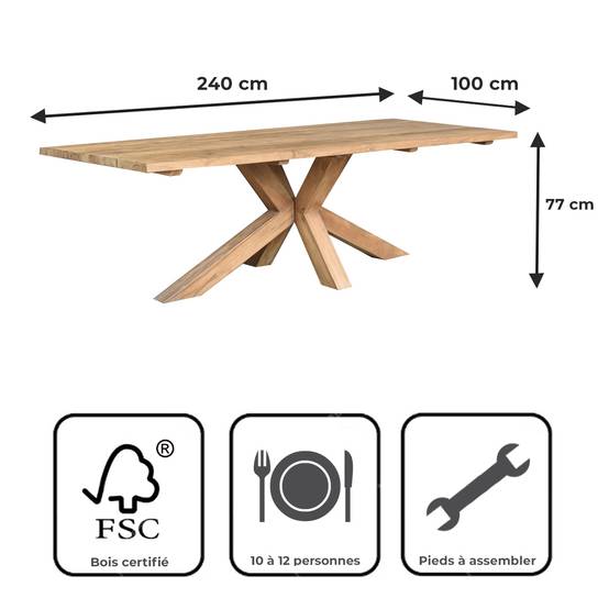 Table en teck recyclé 240 cm, Conceptual - Gecko Jardin - Imagen 9