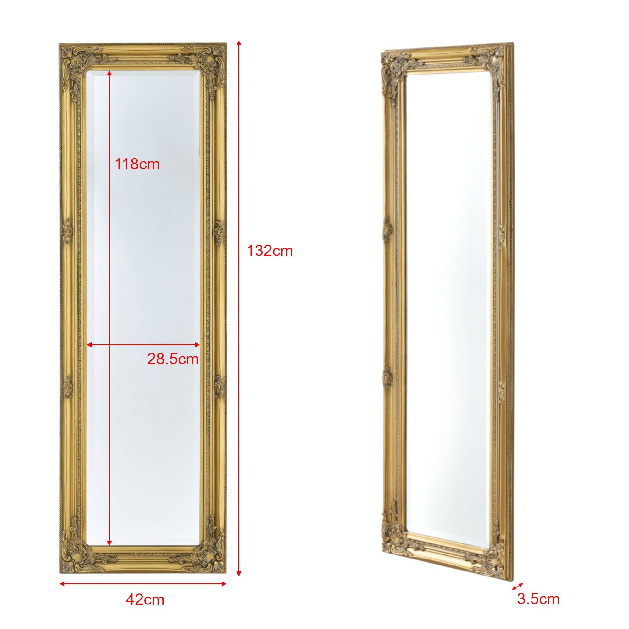 Helloshop26 - Miroir mural 132 x 42 x 3,5 cm doré - Imagen 3
