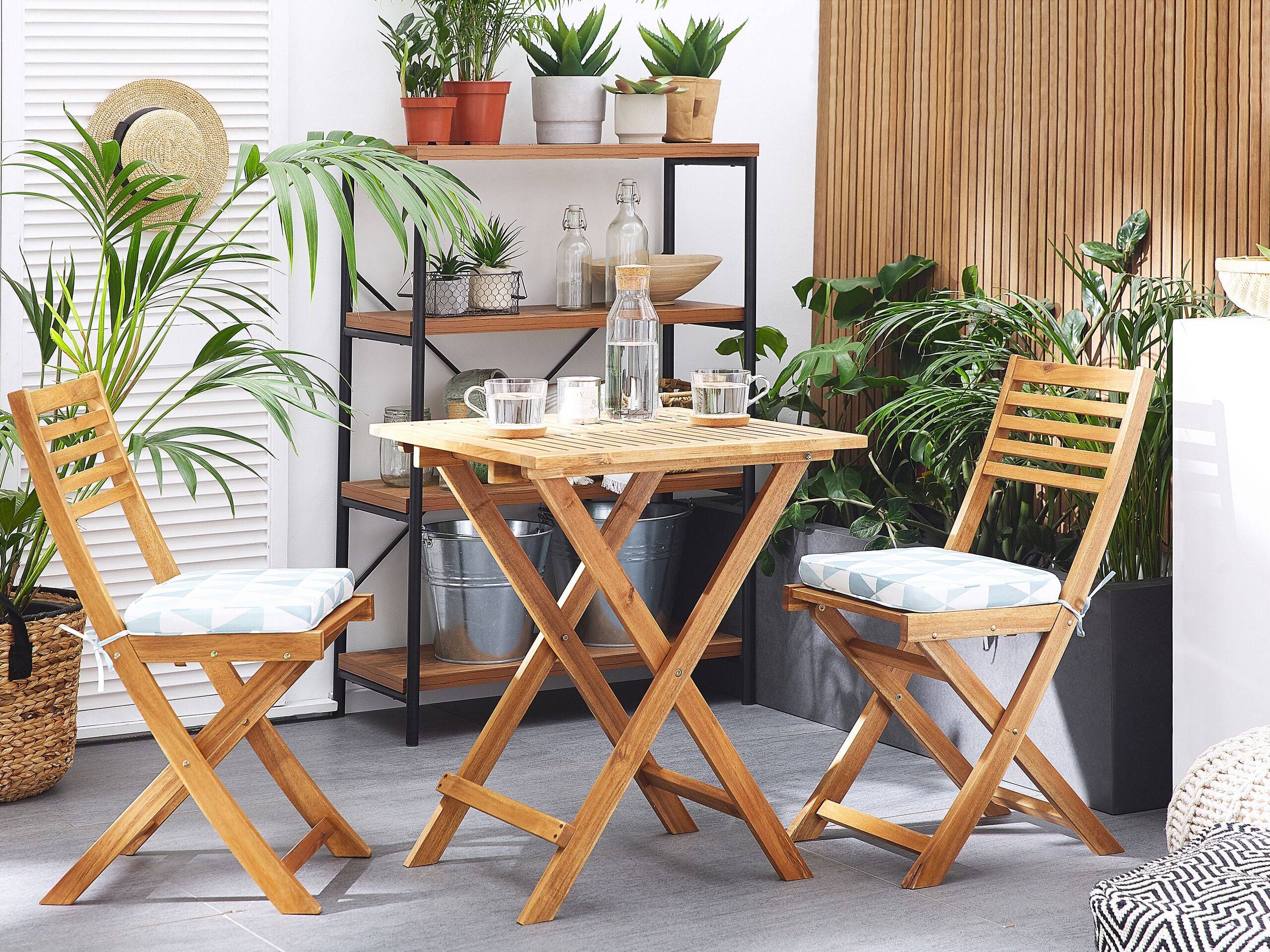 Beliani - Set de bistrot, 2 Personnes Acacia Bleu FIJI - Beliani - Imagen 1