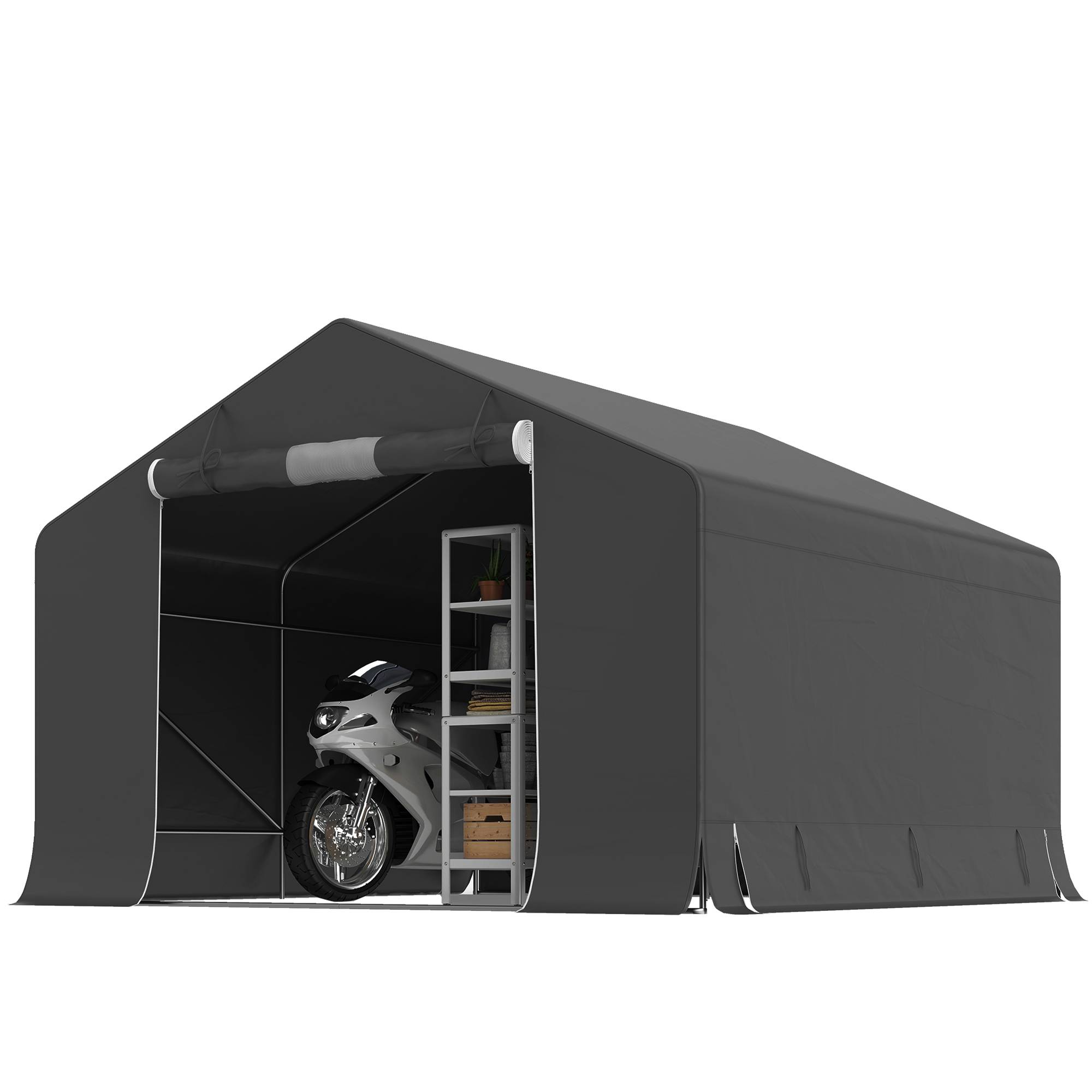 Abri de Jardin Tente de Stockage Imperméable pour Moto 300 x 300 x 210 cm Porte Enroulable - Image 1