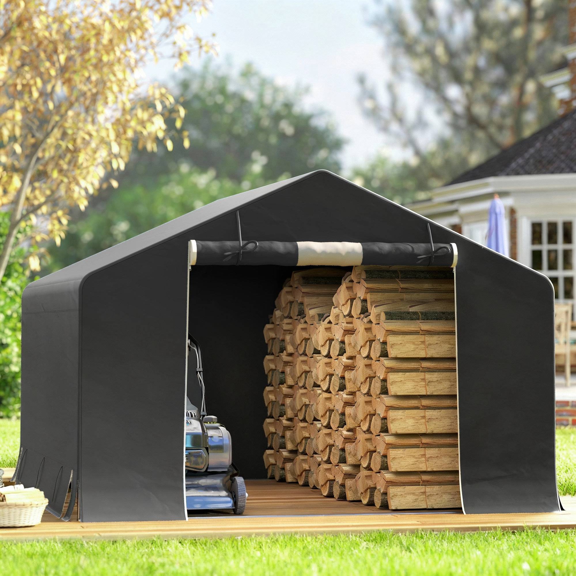 Abri de Jardin Tente de Stockage Imperméable pour Moto 300 x 300 x 210 cm Porte Enroulable - Image 10