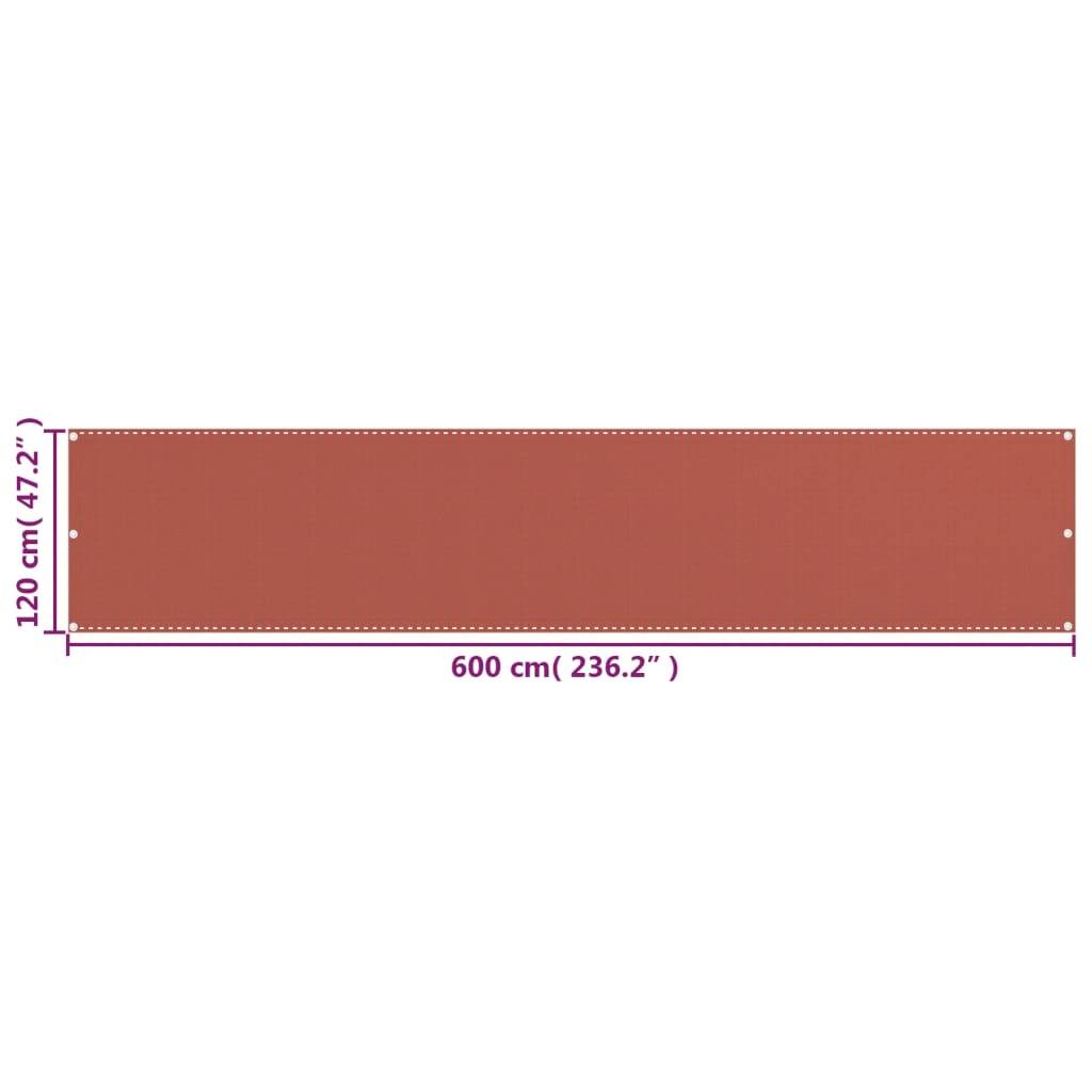 Helloshop26 - Écran de balcon brise pare vue protection confidentialité 120 x 600 cm PEHD terre cuite - Imagen 5