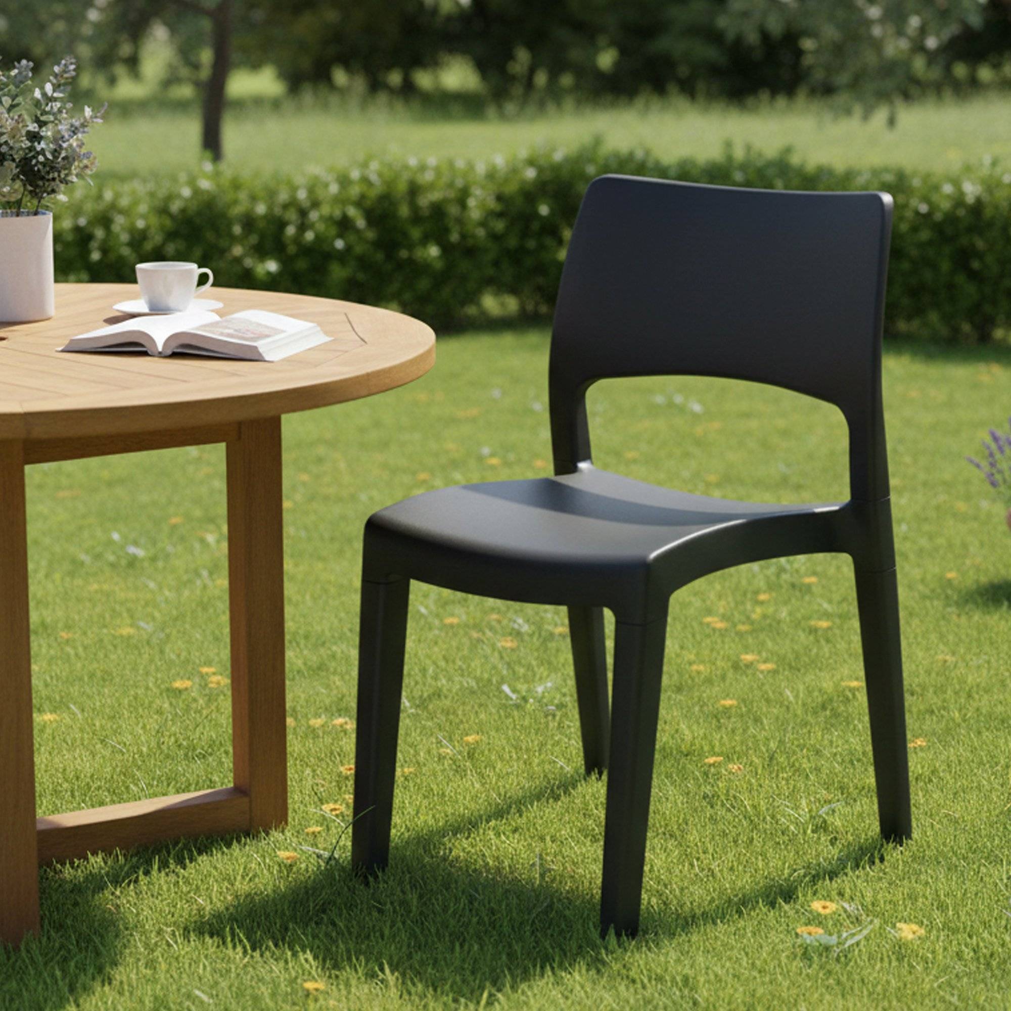 Dmora - Chaise d'extérieur Tropea, Chaise pour table à manger, Fauteuil d'extérieur, Siège de jardin, 100% Made in Italy, 50x51h82 Cm, Anthracite - Imagen 2