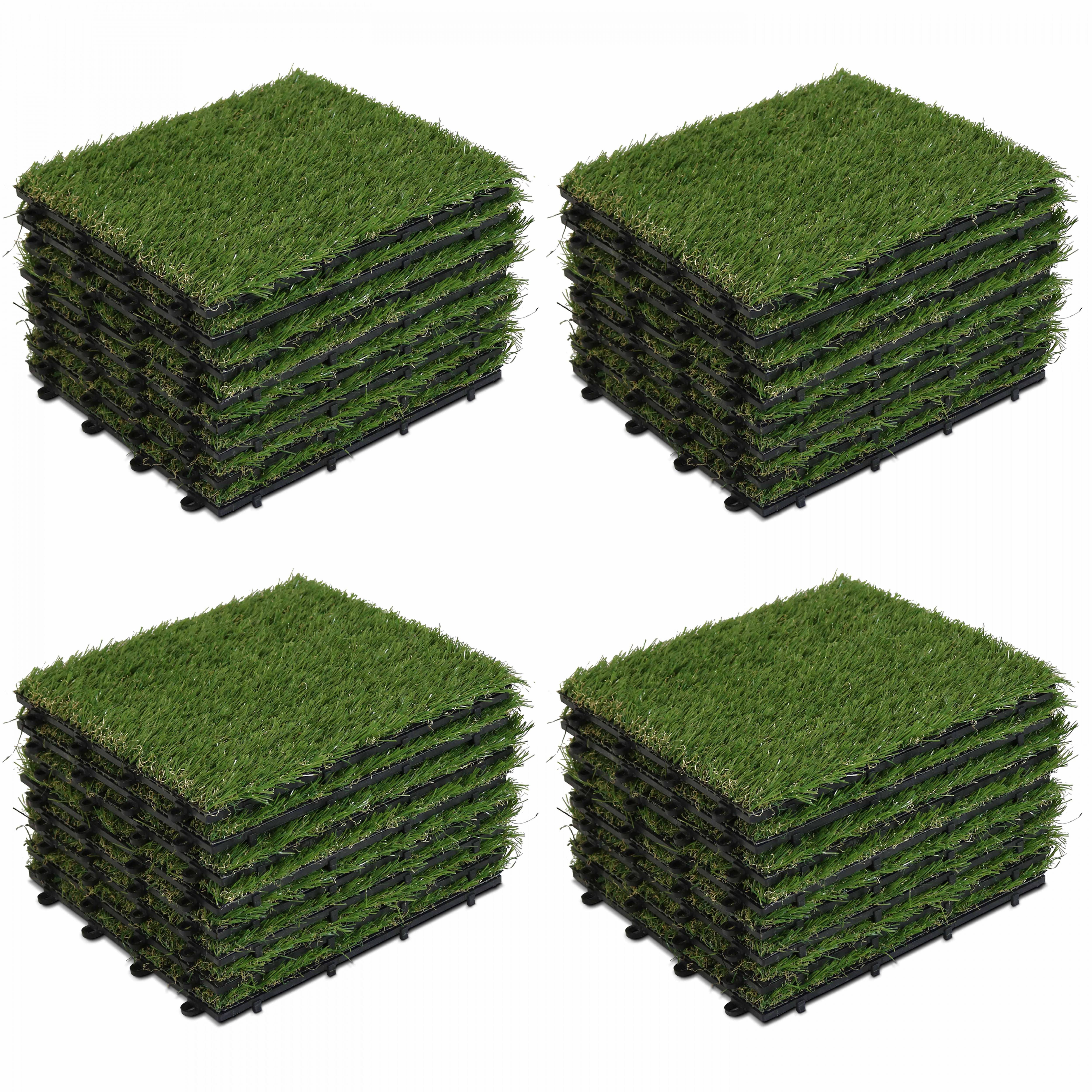 Oviala - Lot de 32 dalles clipsables gazon artificiel vert Arena - Oviala - Imagen 1